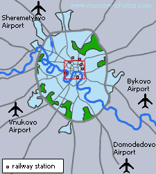 Location of airports around Moscow